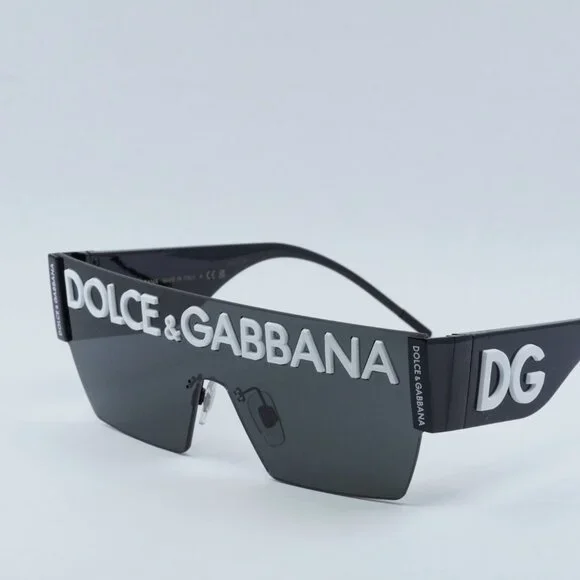 Dolce & Gabbana DG2233 01/87 Sunglasses Black Shield Frame, Grey Lenses - Picture 5 of 13
